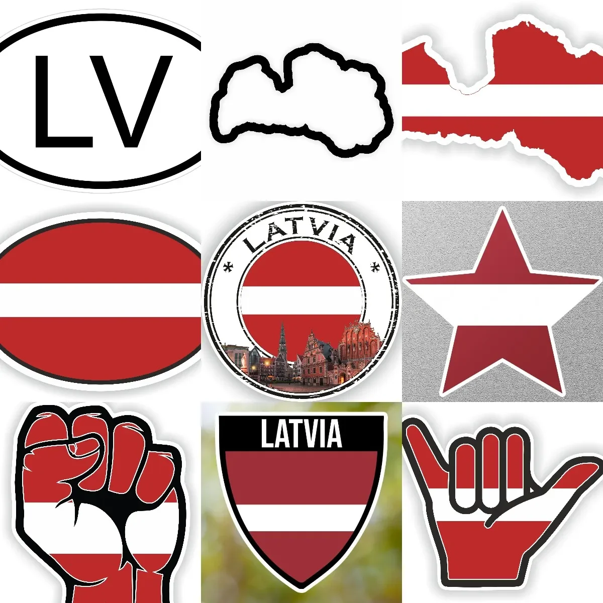 

LV Latvia Flag Map Emblem Creative Waterproof Sticker for Decorate Fridge Wall Car Bicycle Helmet Camper Bumper Window Decal