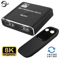 FSU 8K DisplayPort 1.4 Switch Bi-Direction Splitter KVM 2X1 1X2 DisplayPort 8K/30Hz 4K/120Hz Bi-Directional Displayport Switcher