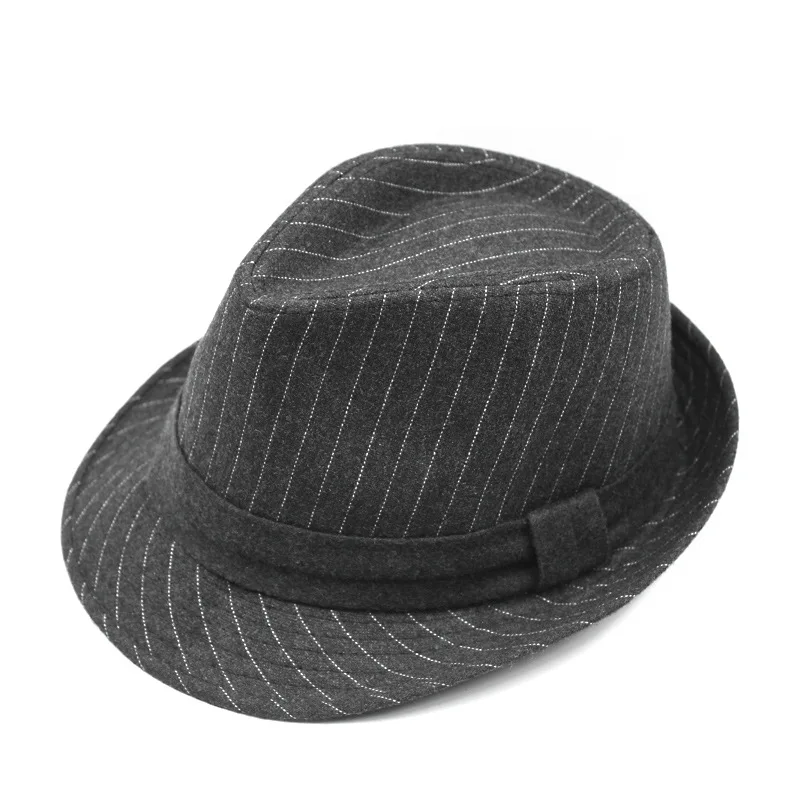 Autumn and Winter Men\'s British Warm Woolen Top Hat Middle-aged and Elderly Retro Striped Jazz Hat Men\'s Versatile Casual  Hat