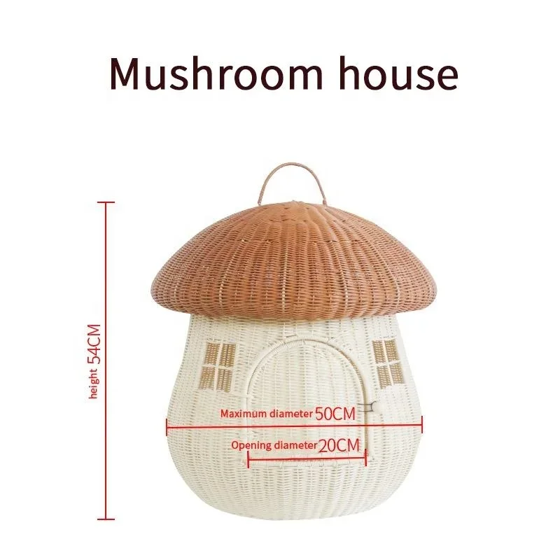 New Luxury Large Hand Made Comfortable Mushroom Shape Cave Rattan Pet Beds