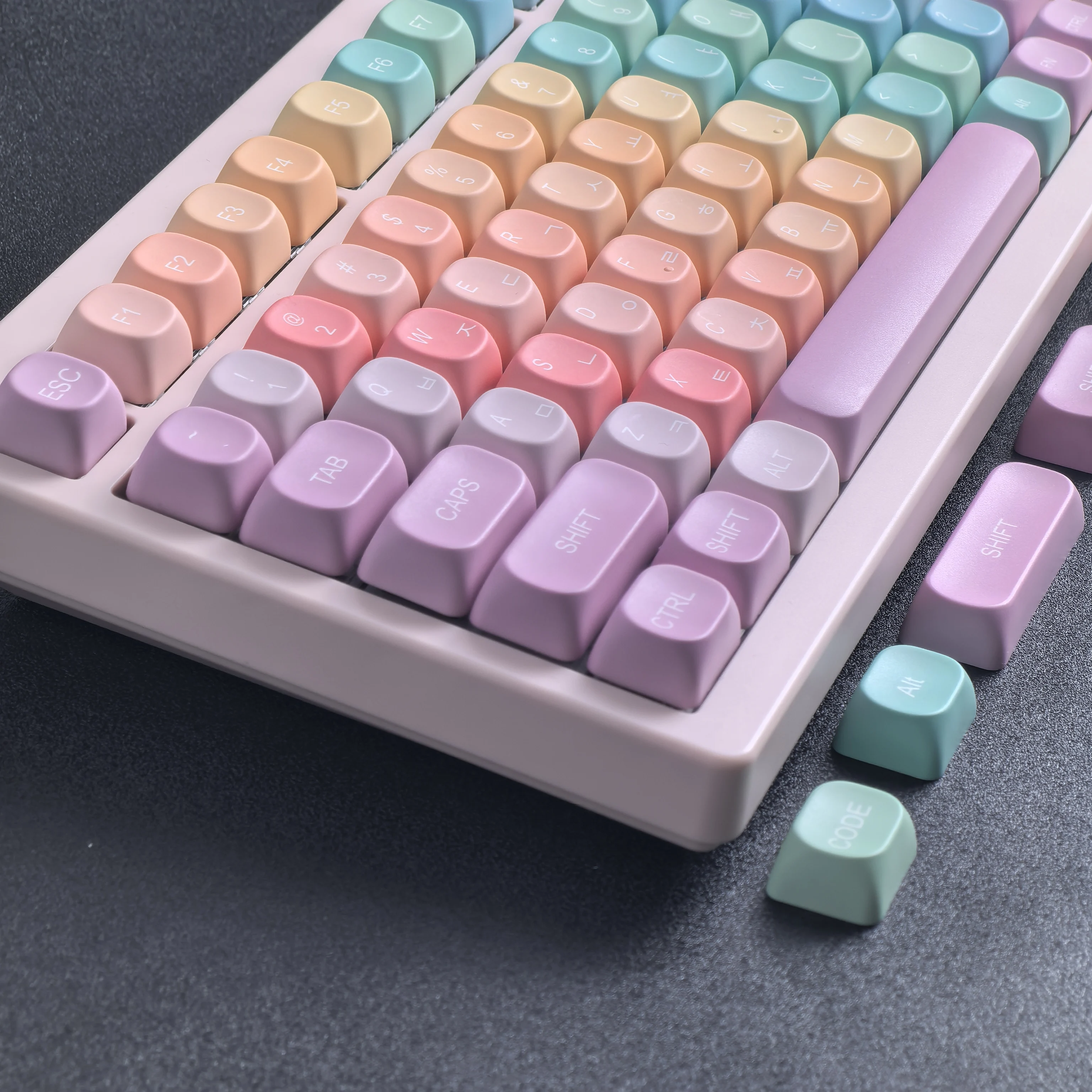 قوس قزح MOA الكورية Keycap 126Key لطيف الحلوى الملونة مخصص PBT كيكابس صبغ التسامي الروسية Keycap للوحة المفاتيح الميكانيكية #5