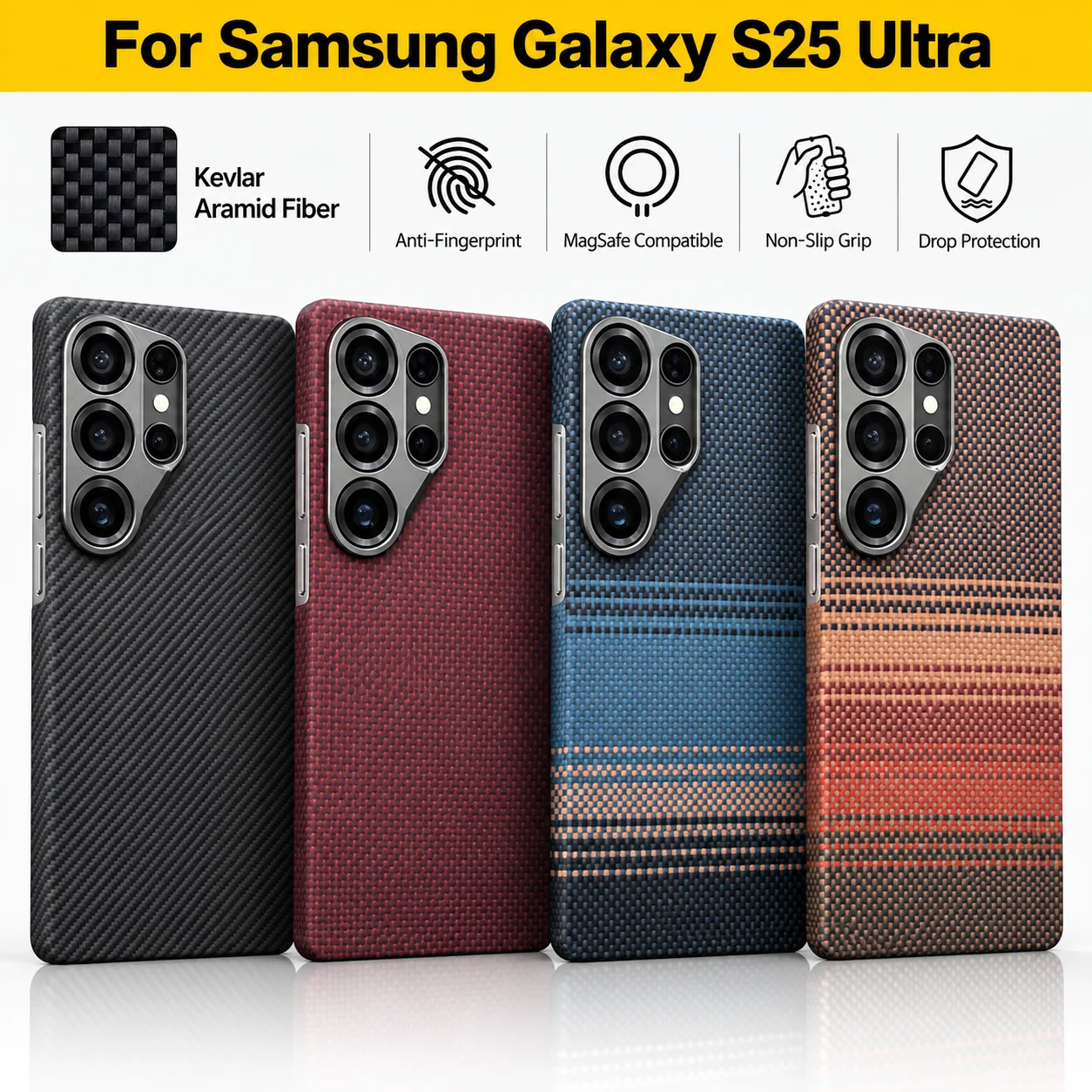 100% Kevlar Aramid Carbon Fiber Case For Samsung Galaxy S25 Ultra With Magsafe Luxury Cover Magnetic Ultra-Thin Phone Back Case