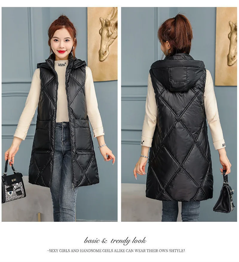 가을 겨울 여성용 탈부착 가능한 다운 코튼 베스트, 중간 길이 스타일, 노워시 코튼 베스트, 여성용 숄더 재킷, 신상 트렌드