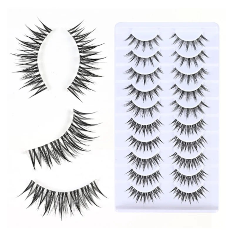 One-piece false lashes with hard tips naturally thick and dense COS makeup style - Little Devil Ideal for beginners
