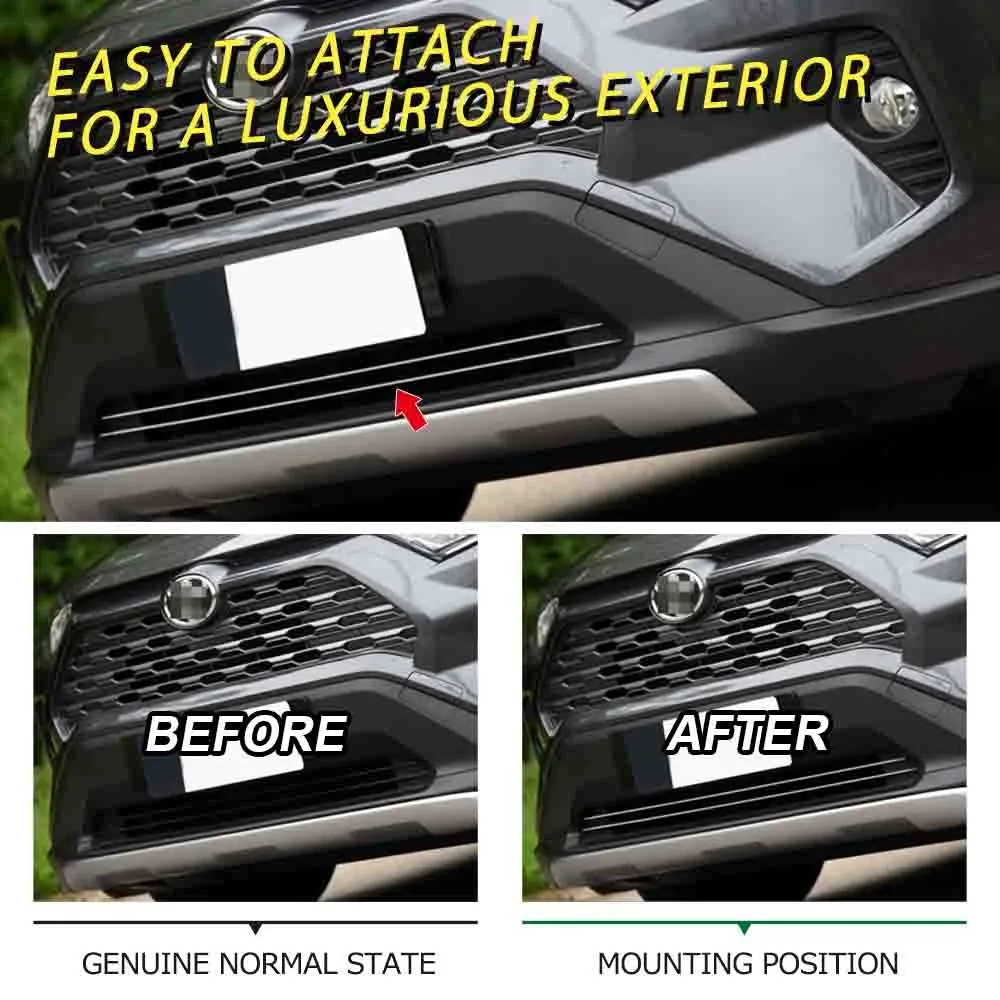 For TOYOTA RAV4 XA50 2019 Chrome Decorate Car Styling Accessories Car Front Head Center 2Pcs Stainless Steel Sticker Grille Trim