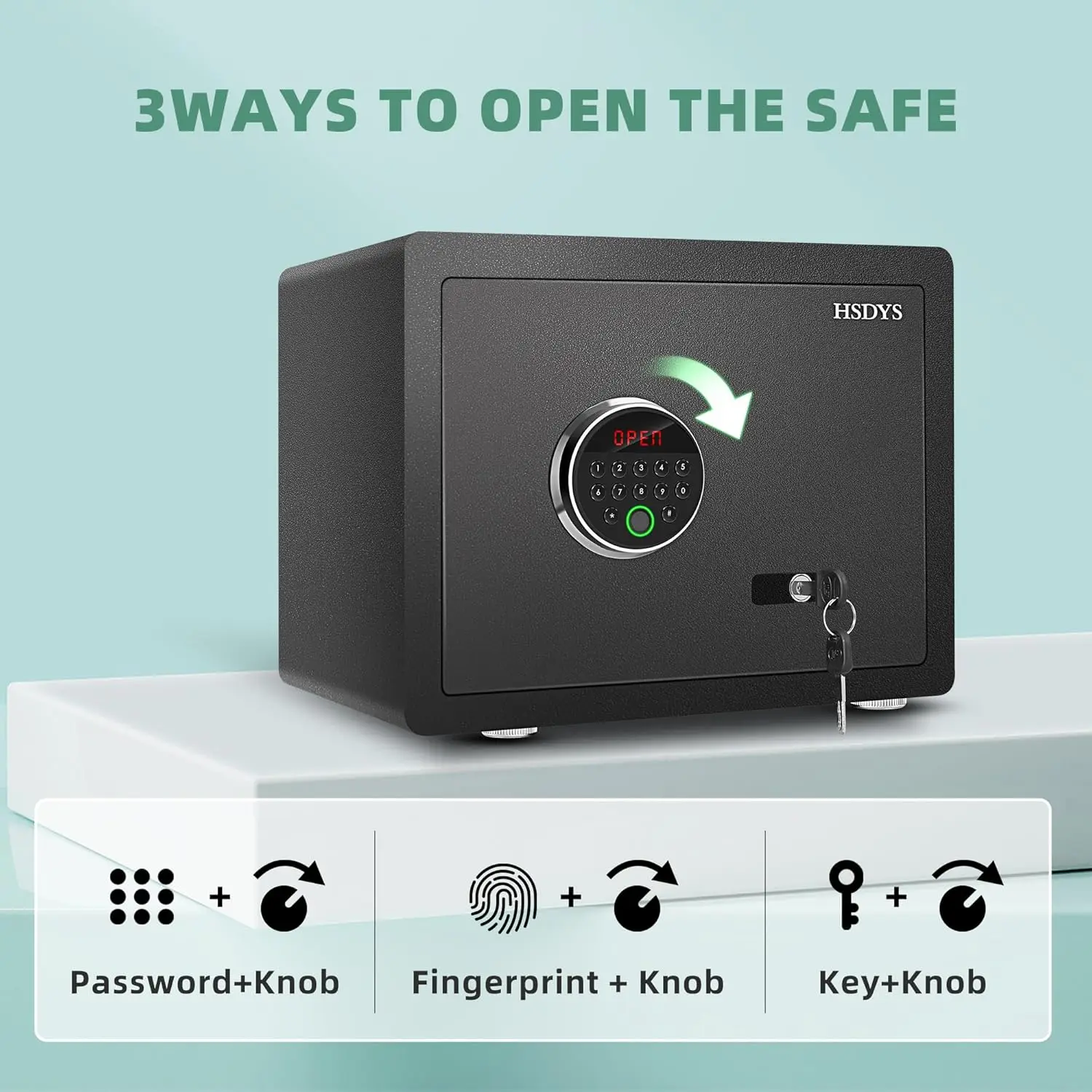 Biometric Fingerprint Safe - 1.2 Cubic Feet, Home Safe Box with Digital Keypad, Steel Lock Box for Home, Office and Hotel