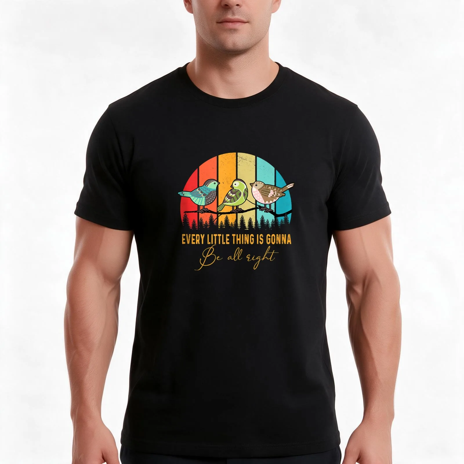 Every Little Thing Is Gonna Be Alright Bird T-Shirt Summer Casual Cotton Tee Oversized Streetwear Tops Vintage Graphic Print