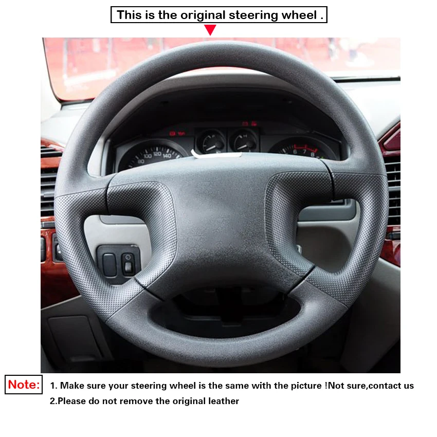 Black Faux Leather Car Steering Wheel Cover For Mitsubishi Pajero Montero Shogun 2000-2006