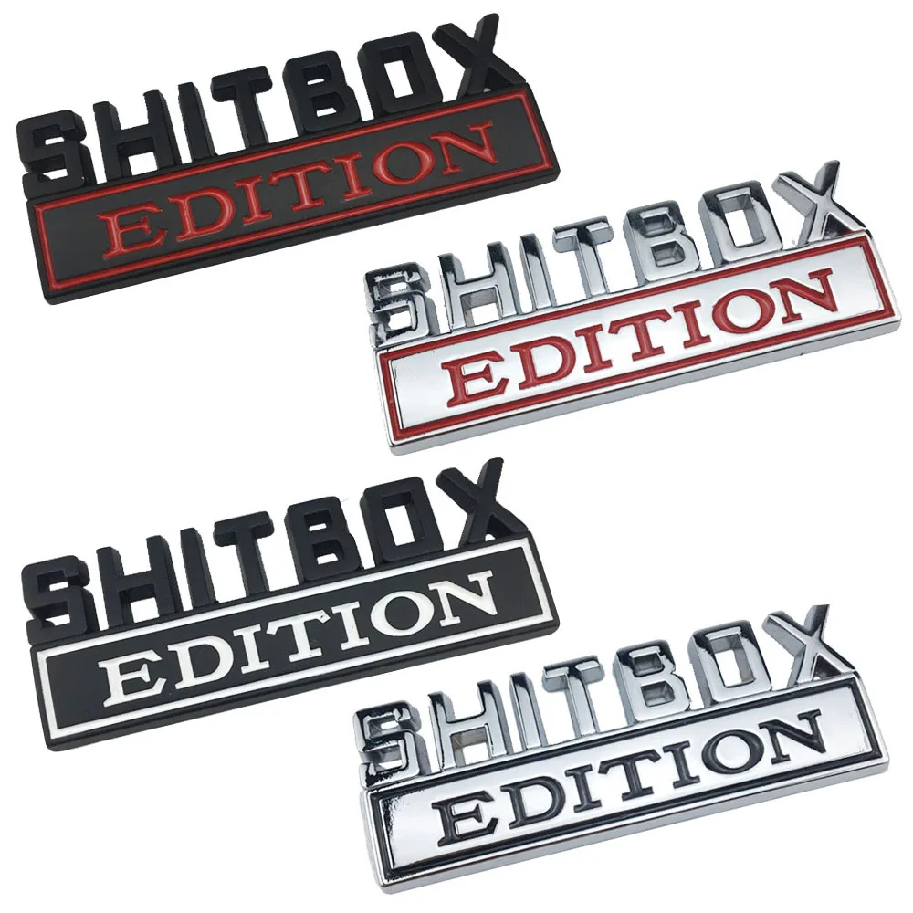 Автомобильные 3D металлические логотипы SHITBOX EDITION, эмблема, наклейки, Стильные наклейки, наклейки для кузова автомобиля, бокового крыла, аксессуары