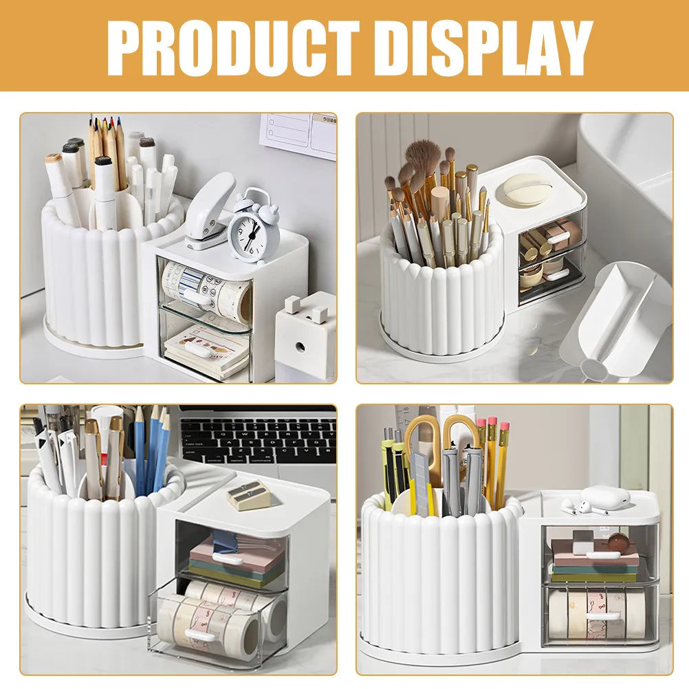 Rotating Brush and Pen Organizer for Desk Desktop Brush Holder Multi-Purpose Stationery Storage Box Convenient Teacher