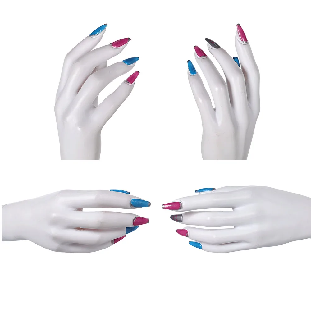 Jinx Nail Beauty Cosplay  Manicure Nail Printing Blue Pink False Nails Game LoL TV 2 Jinx Nail Art Halloween Party Hand Props