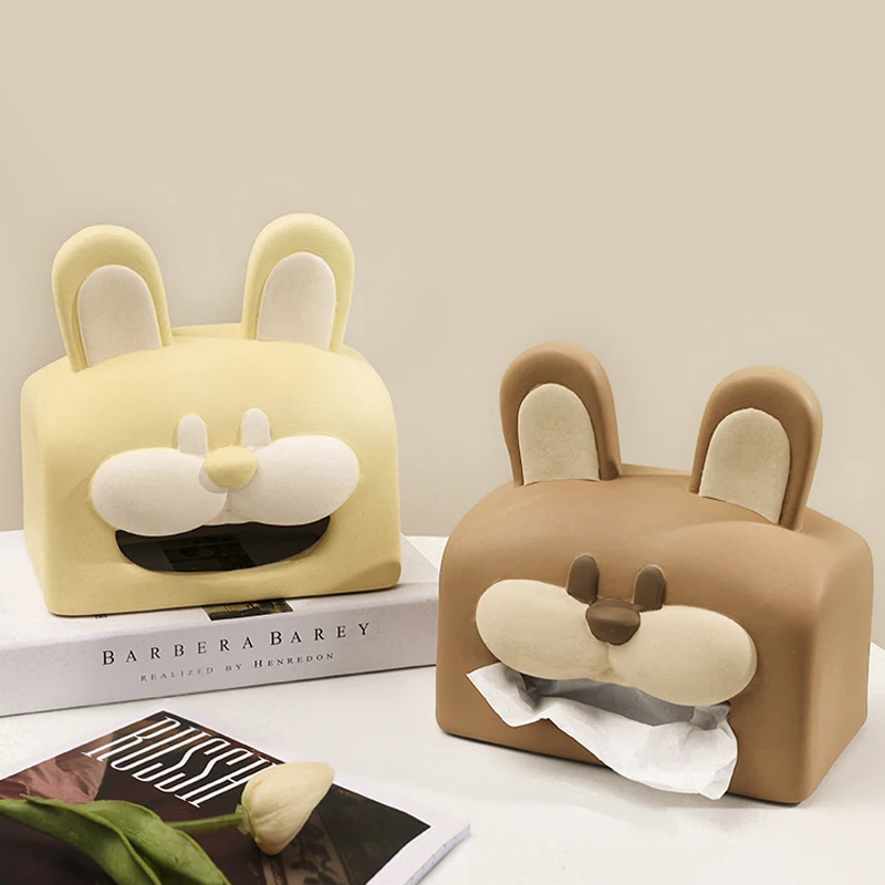 

Cute Rabbit Decoration Drawing Paper Box Desktop Decoration Living Room Creative Coffee Table Dining Table Ceramic Tissue Box