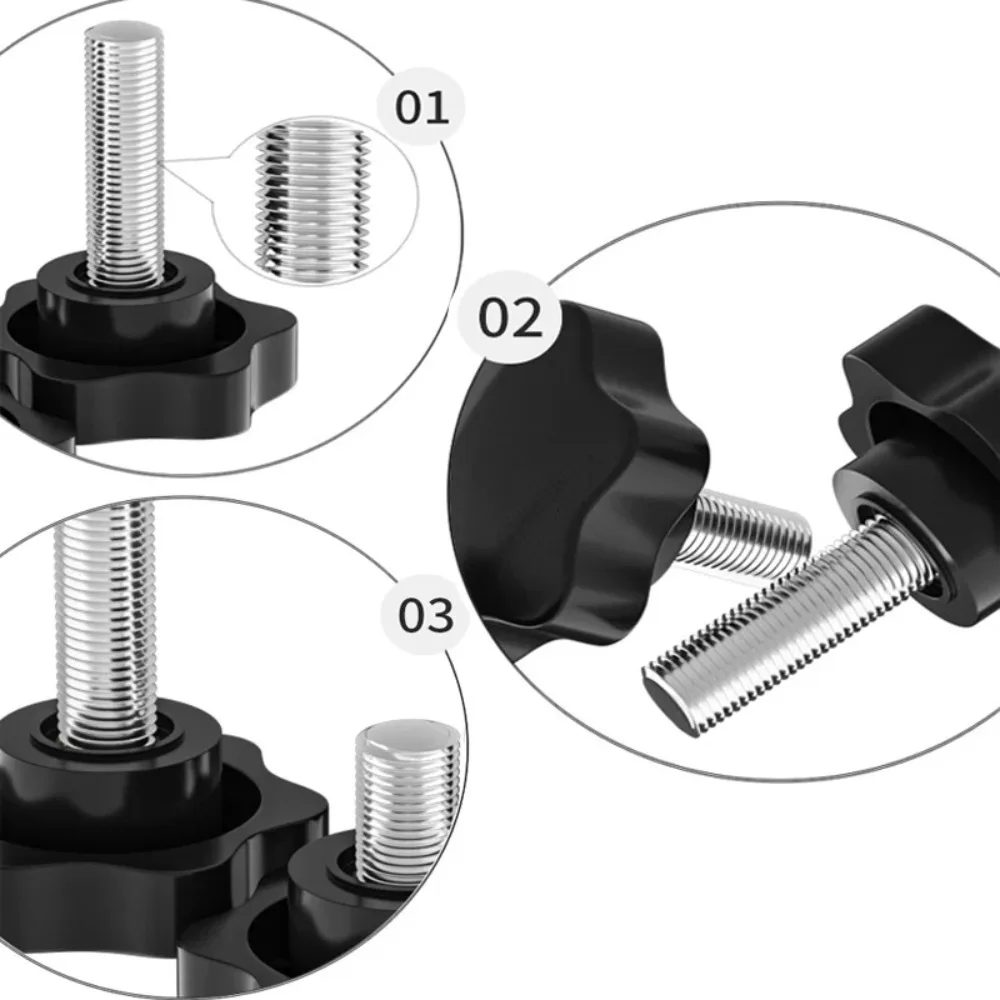 5pcs Six-Lobe Hand Knob Screws Bolt Plastic Star Shape Head Thread Clamping Thumb Handle Machine Bolts M6/M8