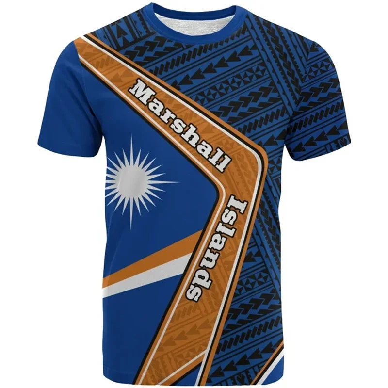 FSM Marshall Islands National IndependenceDay 3D Printing T Shirt The Republic-of Marshall Islands Flag Graphic Shorts Sleeves