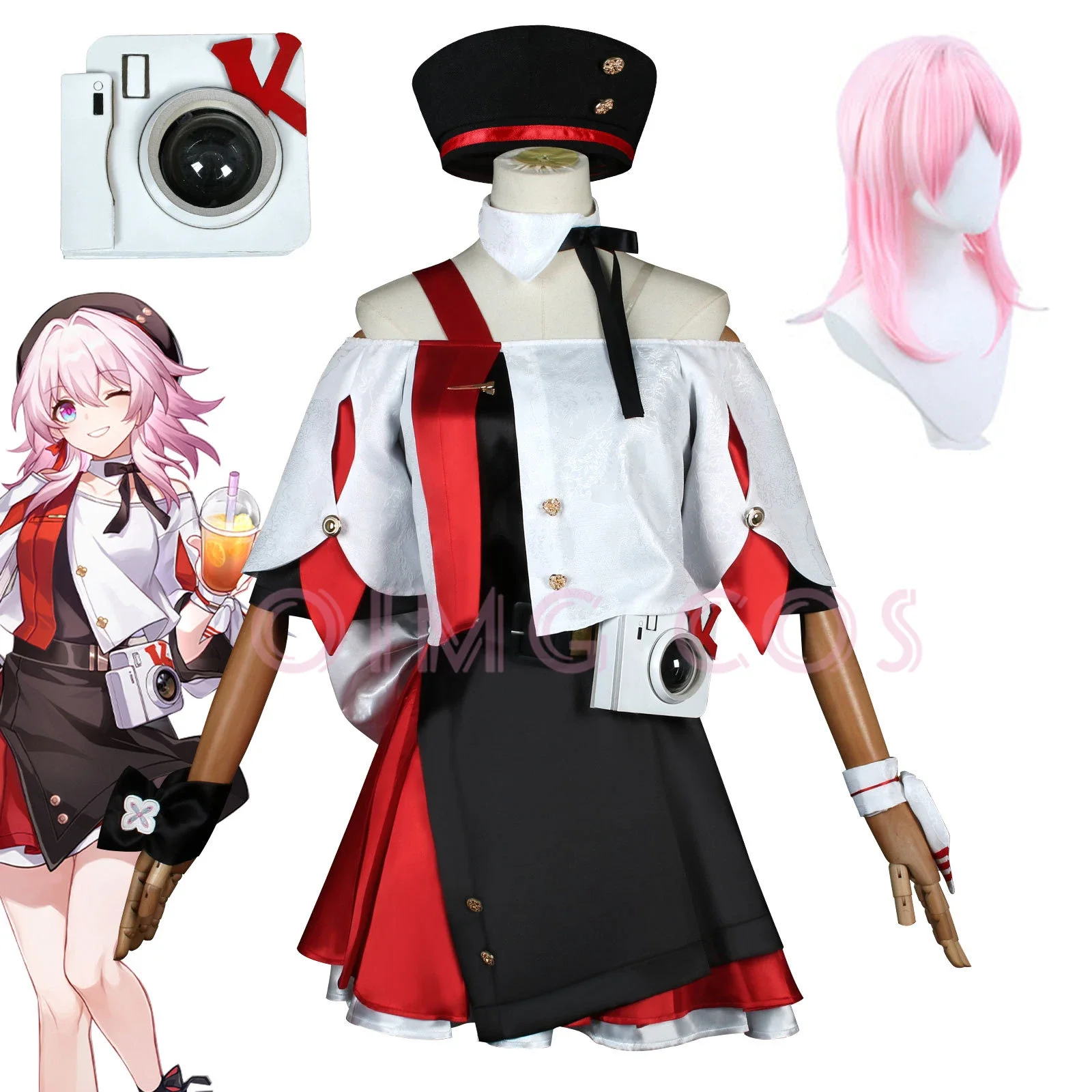 March 7th KFC Co branding Cosplay Costume Honkai Star Rail Carnival Uniform Wig Anime Halloween Costumes Men Game