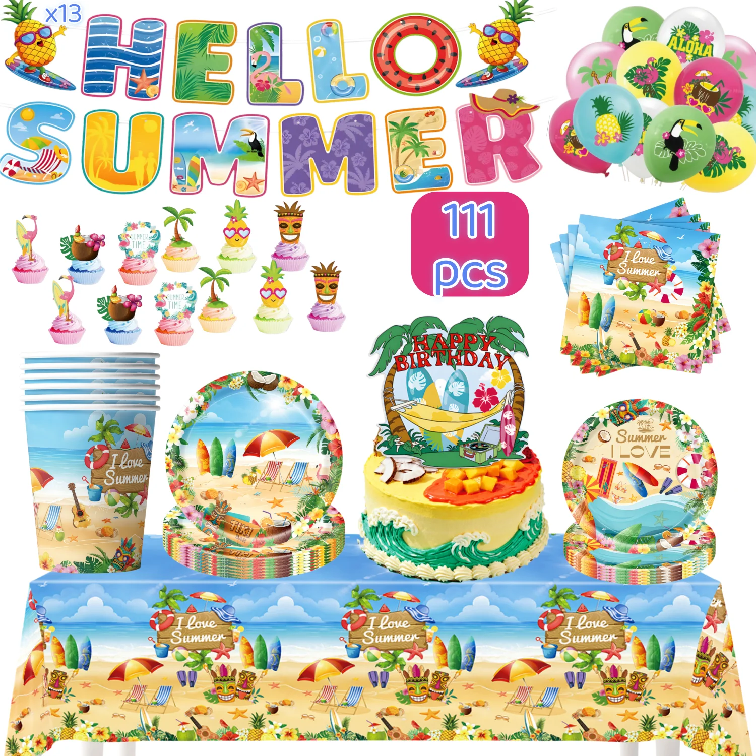 Table Cloth Disposable - Articoli per Feste Luau Hawaiane 'Hello