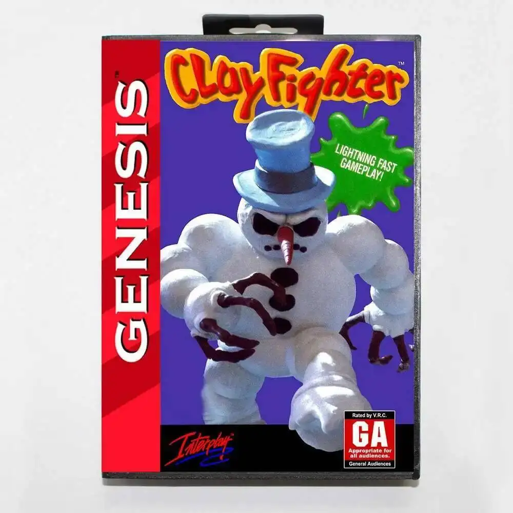 Tarjeta de juego Clay Fighter MD con caja estadounidense para consola Sega Megadrive Genesis de 16 bits