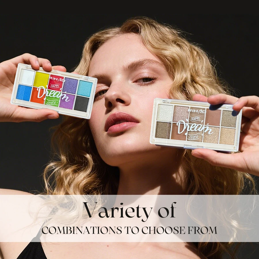 Mini scatola per trucco a doppio strato Palette di ombretti glitterati policromati Shimmer Pigment Board Blush e polvere monocromatici