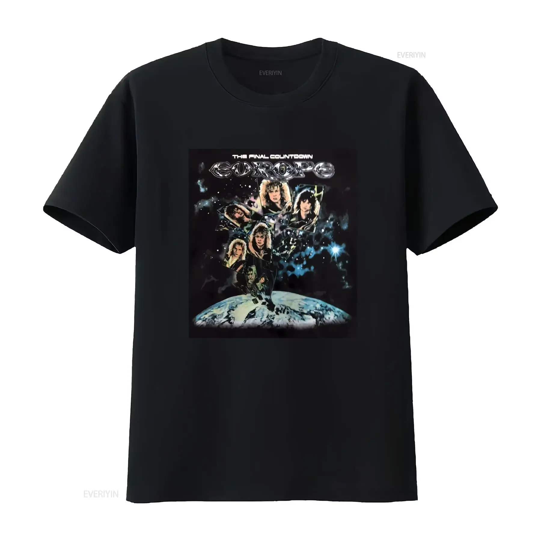 Camiseta oficial para hombre con estampado de la banda de rock Europe The Final Countdown, estilo vintage, lavada, cómoda, ropa de diseñador, suave y casual