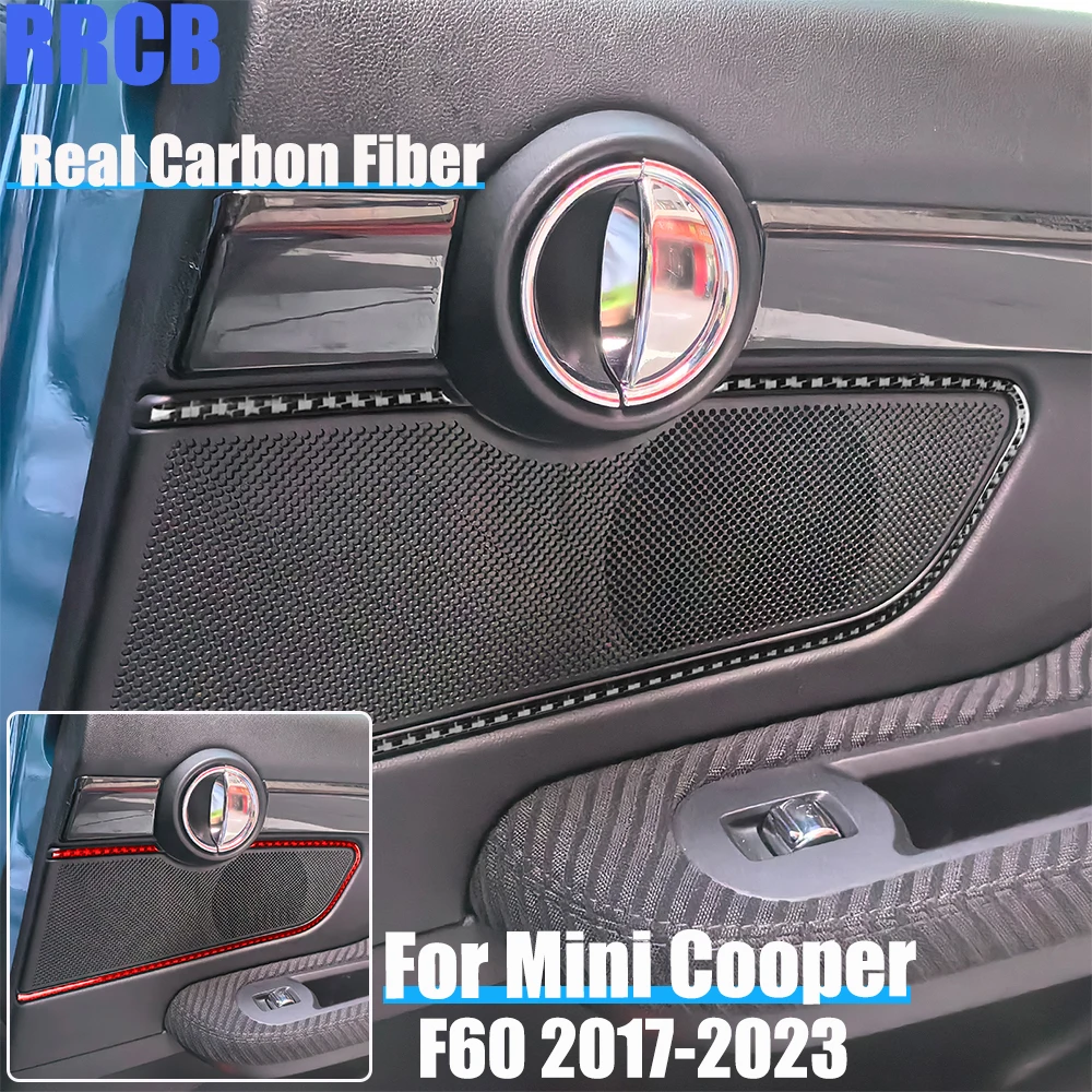 

Настоящее углеродное волокно, автомобильные аксессуары, полоса для динамика задней двери, декоративная мягкая наклейка на чехол для MINI F60 Countryman/Cooper 2017-2023