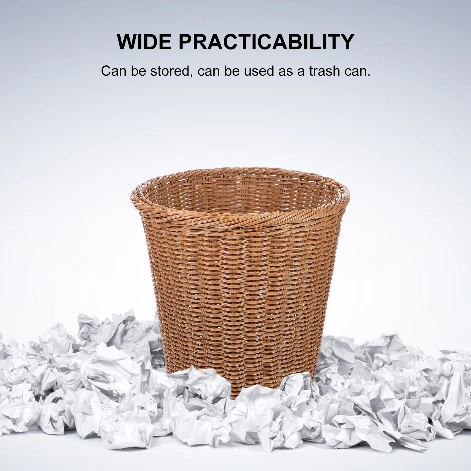 

Rattan like Trash Bin Wastebasket Desk Storage H made Bins Nursery Garbage Can Toilet Rubbish Container Imitated Rattan Basket