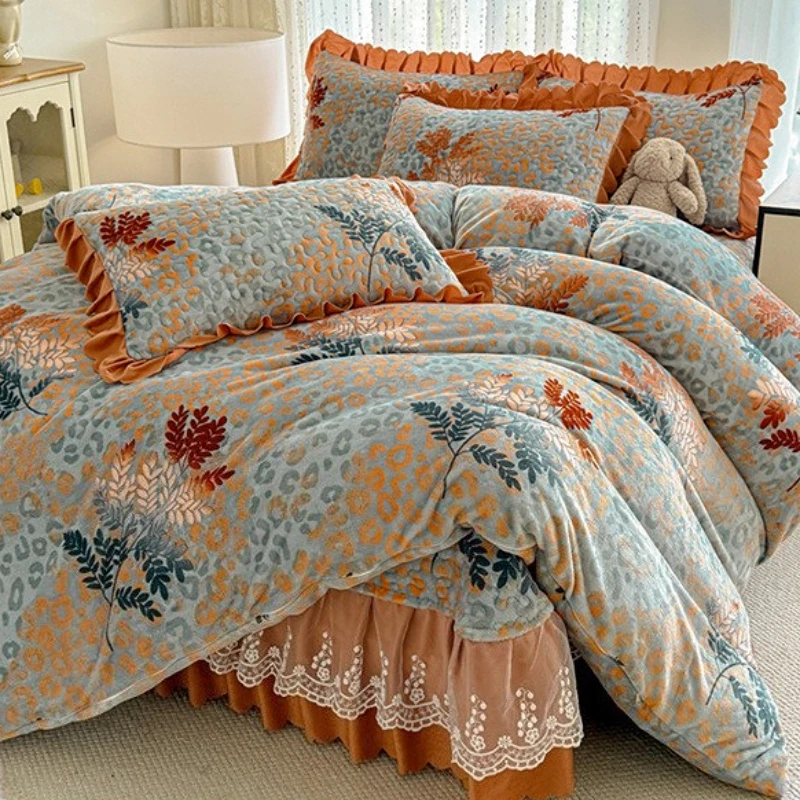 4PCS Winter Milk Velvet Quilt Duvet Covers Bedding Set Warm Thicken Bed Quilt Cover Double Bed Cover Queen King Comforter Covers - view 3