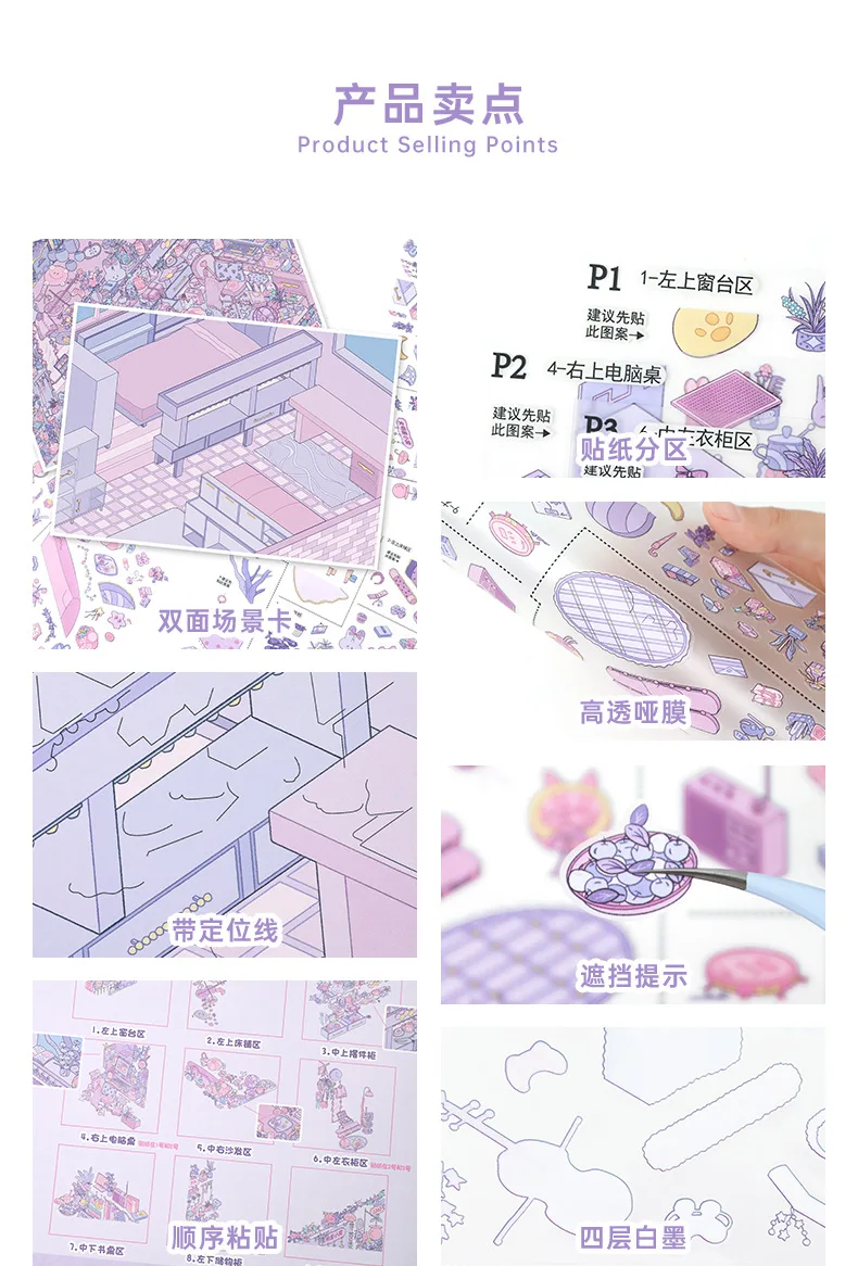 Kawaii Mein Zimmer 3D Meine Küche Landschafts-Aufkleber DIY Taschenhütten-Szene Festivalgeschenk – Detail 3