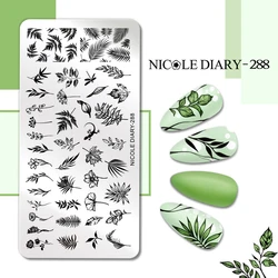 NICOLE DIARY Autumn Maple Leaf Nail Stamping Plates Geometry Flower Animal Nail Art Stamp Templates Needed Printing Nail Polish