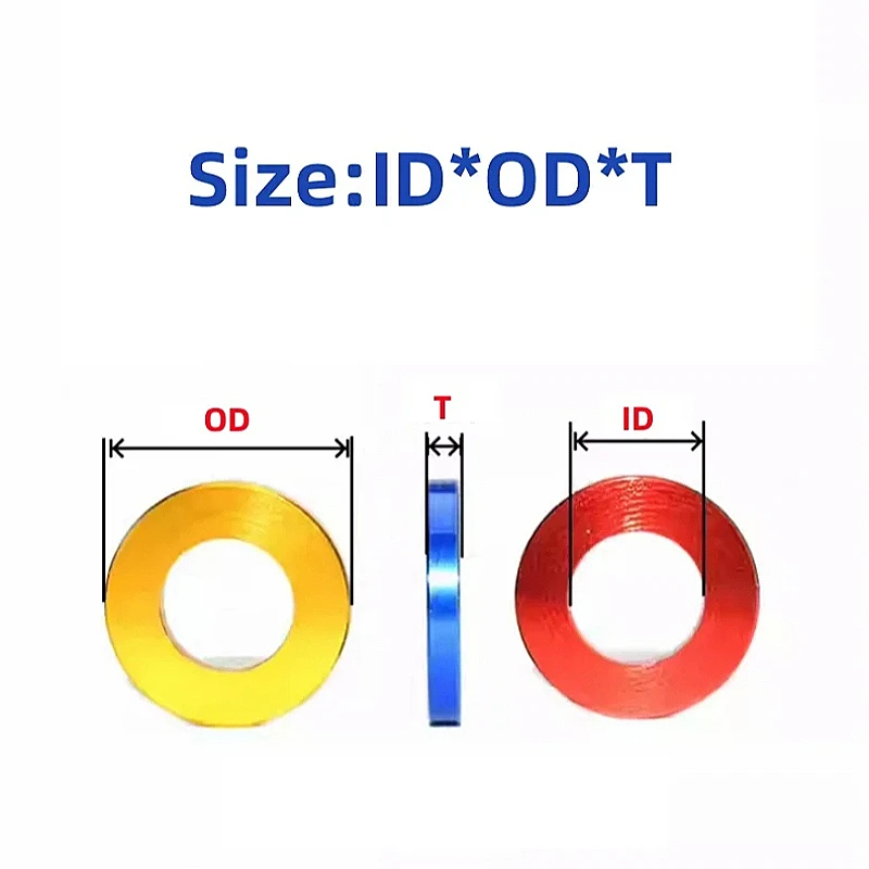 M3 Colourful Aluminum Washers Bushing Gaskets Spacer Sleeve Non-thread Standoffs For RC Model Parts ID:6mm Thickness:0.25~3mm