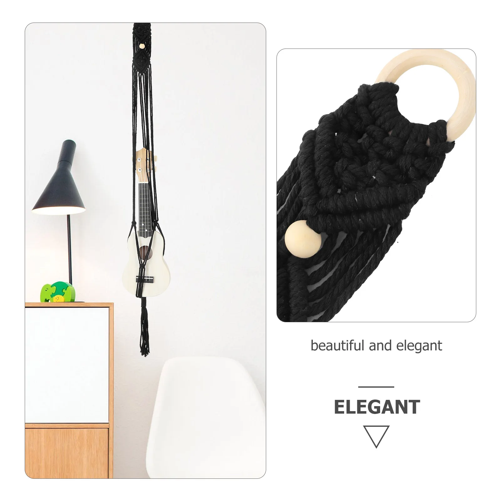 

Ukelele Wall Mount Storage Guitar Hangers Cotton Linen Macrame Hanging Holder Instrument for