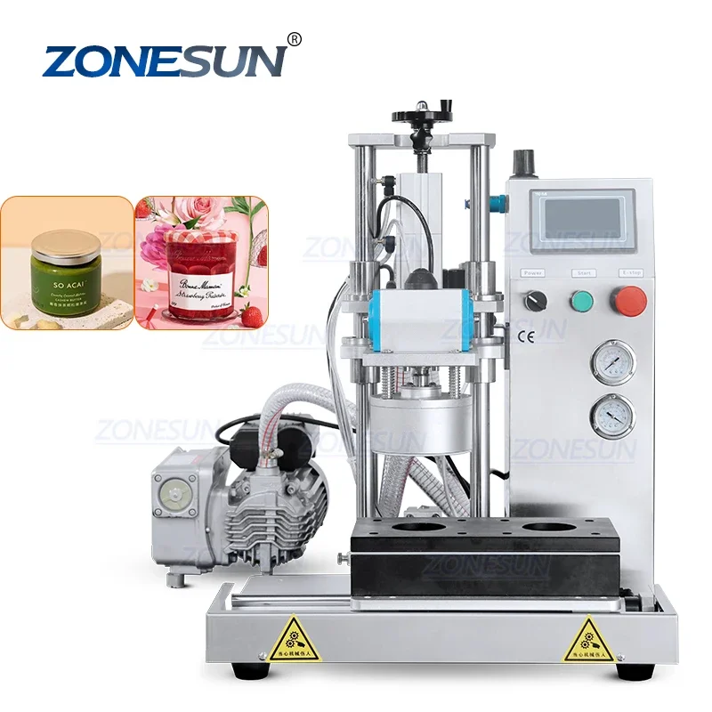 ZONESUN Semi-automatic Desktop Vacuum Metal Twist-off Caps Bottle Lid Capping Machine For Honey Jar Fruit Jam Glass Bottles