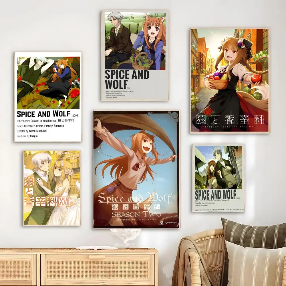 ملصق S-Spice and WolfS Anime لغرفة النوم وغرفة المعيشة والدراسة وما بعد ذلك ديكور ذاتي اللصق + هدية مثالية