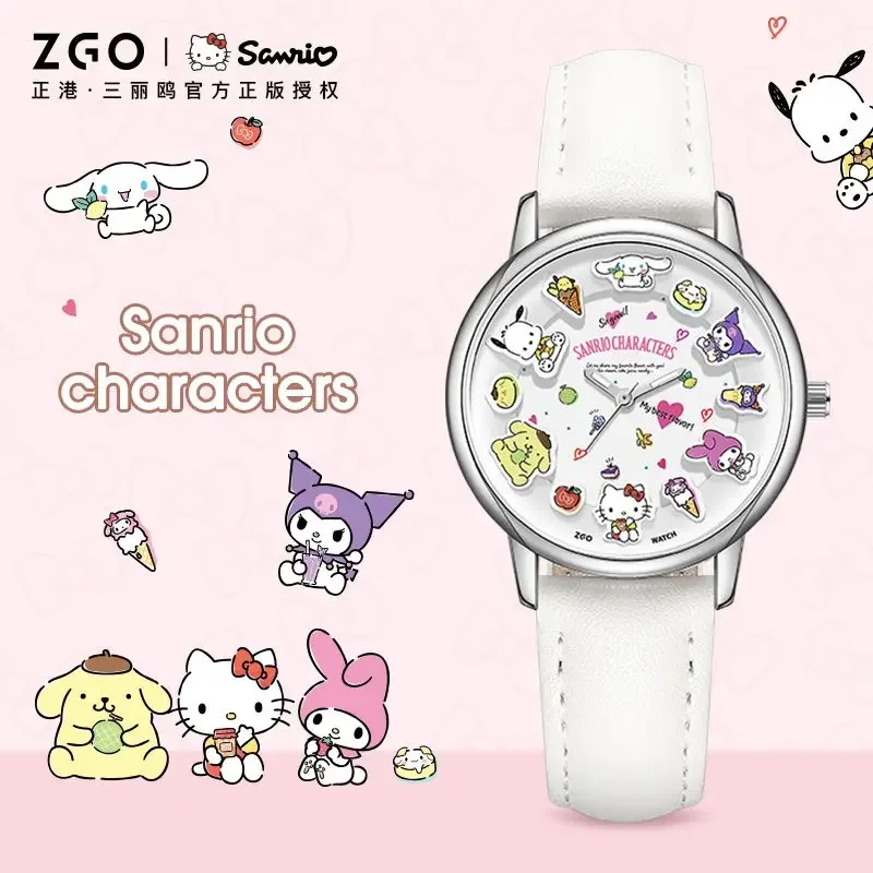 ZGO Sanrio Family Cinnamoroll Kitty Quartz Watch Girls Waterproof Luminous Children's Watches