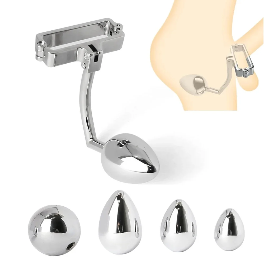 Stainless Steel Anal Plug Male Scrotum Clamp Ball Stretchers Anal Beads Butt Plug SM Penis Cock Ring Testicle Bondage Sex Toys