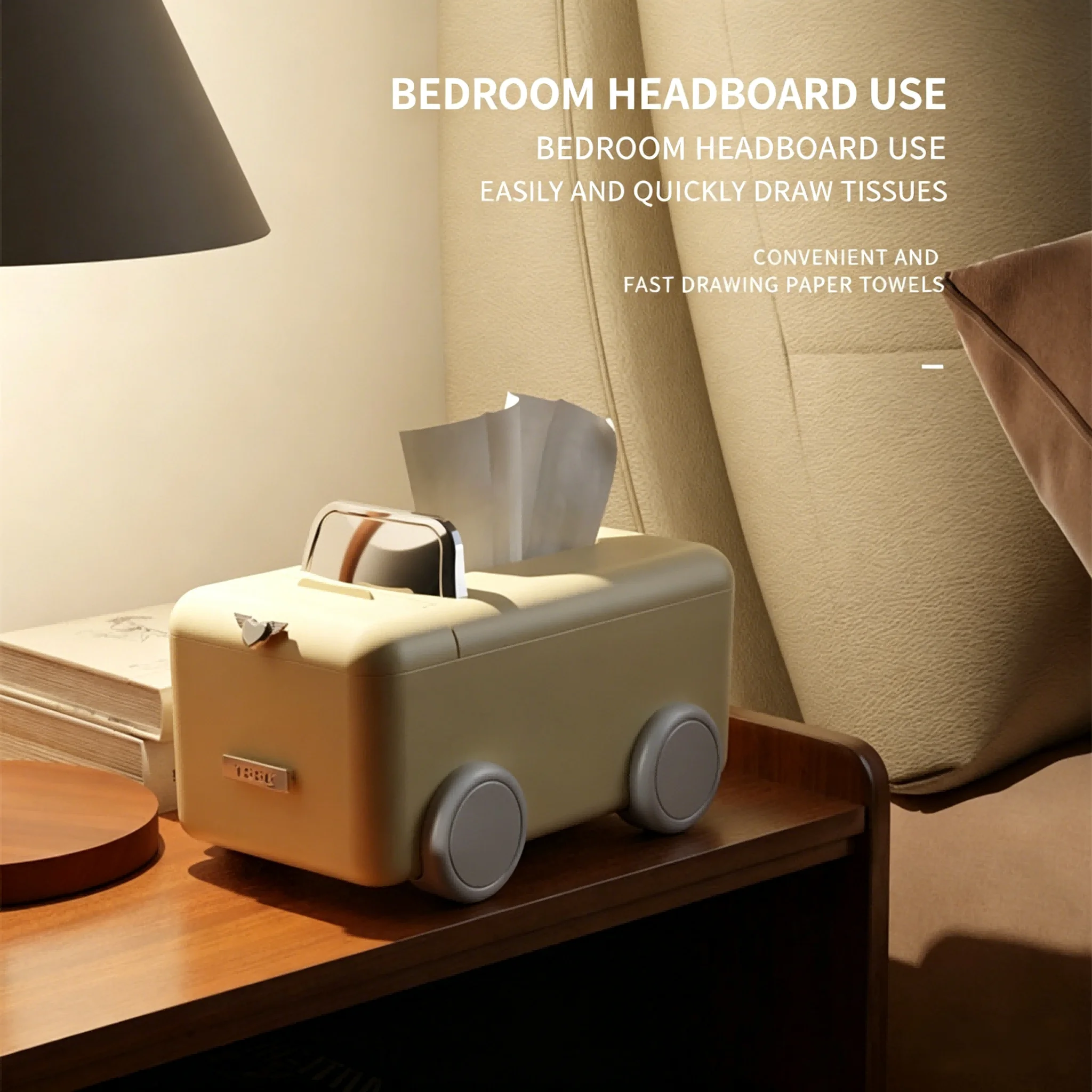Cute Ins Style Car Tissue Box, Milk Yellow/Pink, Multifunctional Desktop Storage & Home Decor