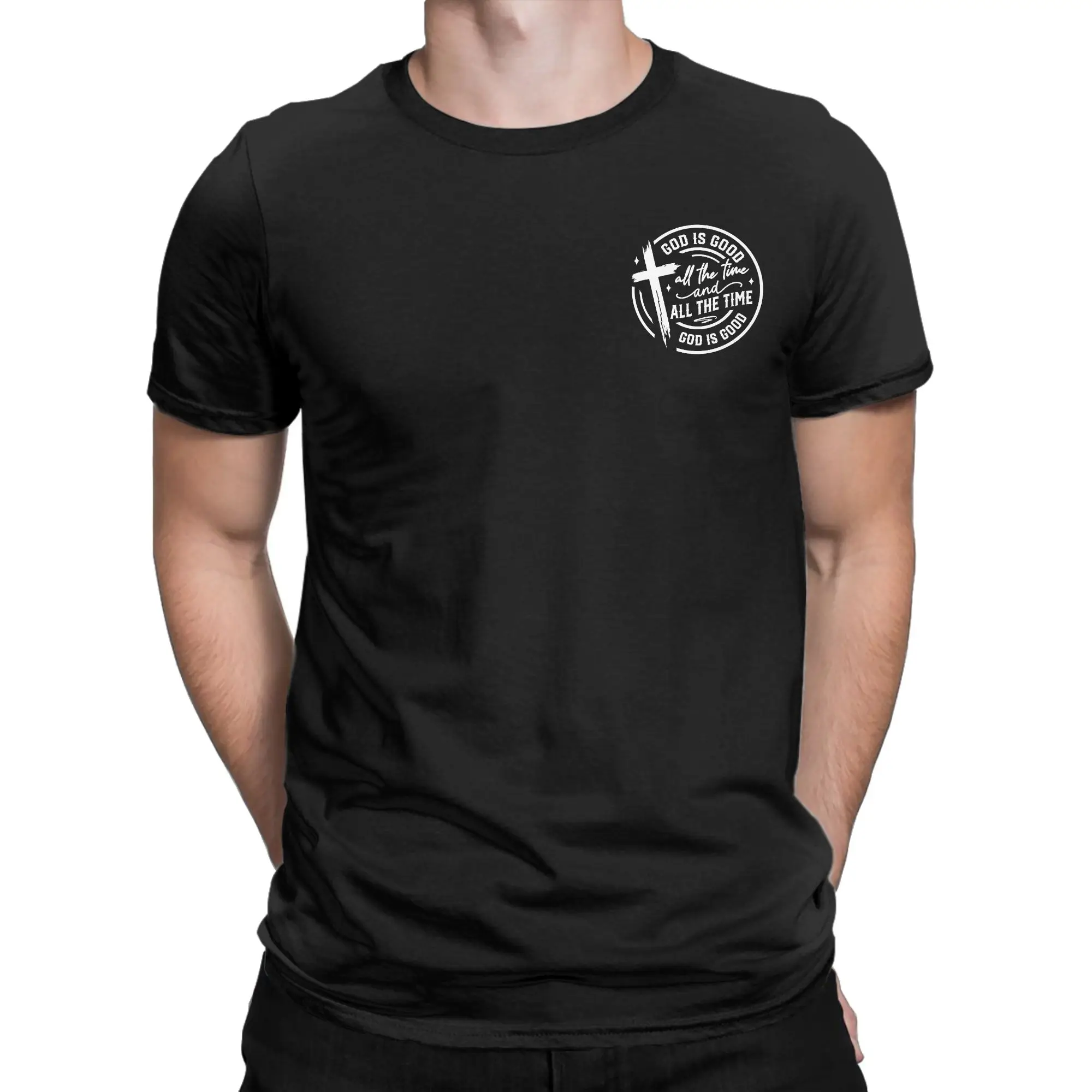 God Is Good All The Time Bible Quote Men's T Shirts Jesus Christian Funny Tee Crew Neck T-Shirts Cotton Plus Size merchandise