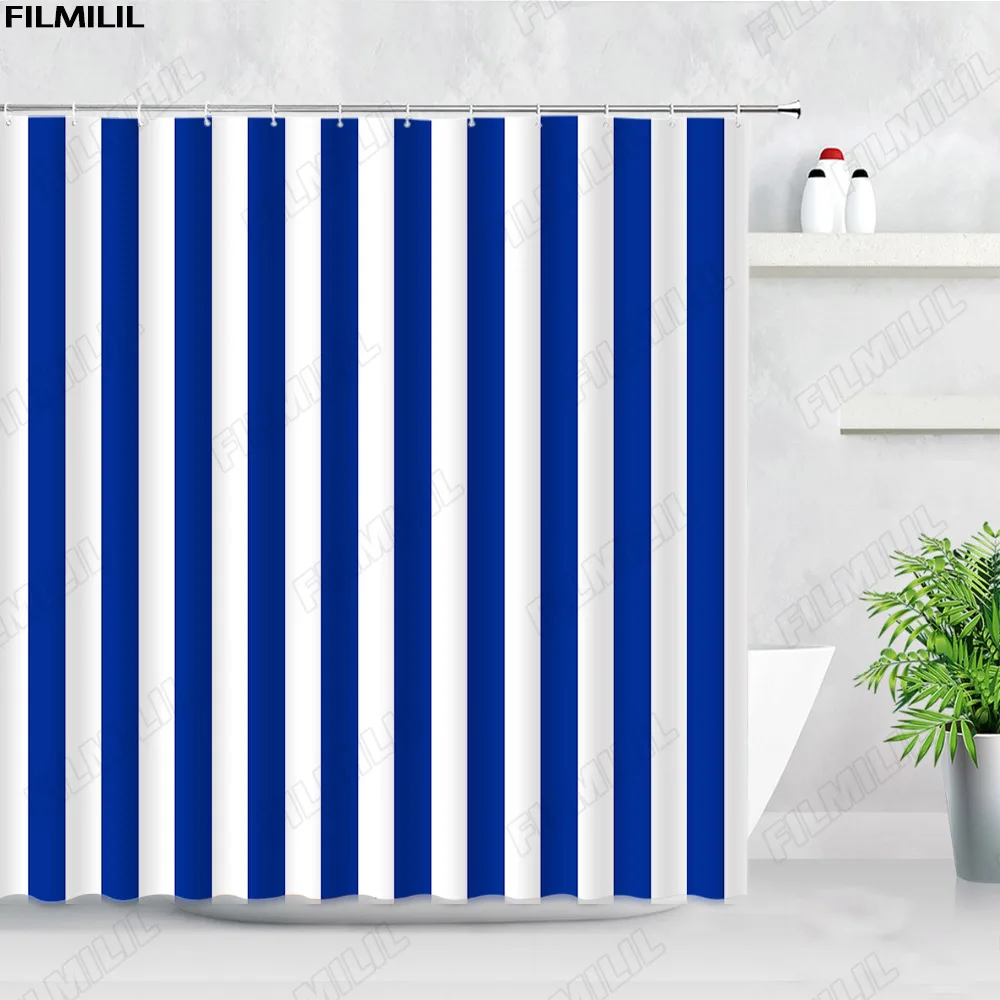 Black and White Striped Shower Curtains Creative Geometric Bath Curtain Modern Minimalist Fabric Bathroom Accessories Decor Sets