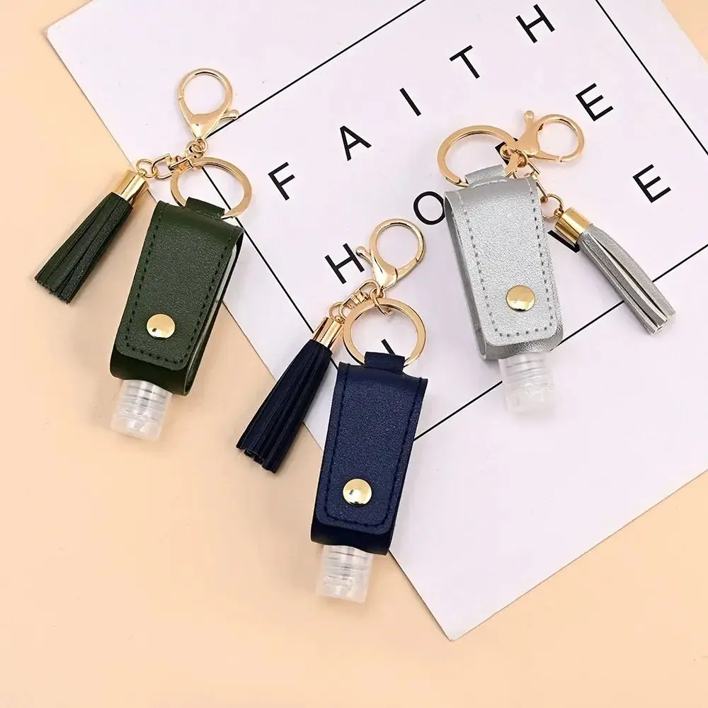 Portable Hand Sanitizer Bottle Universal Keychain Leakproof Squeeze Bottle Leather Hand Sanitizer Holder