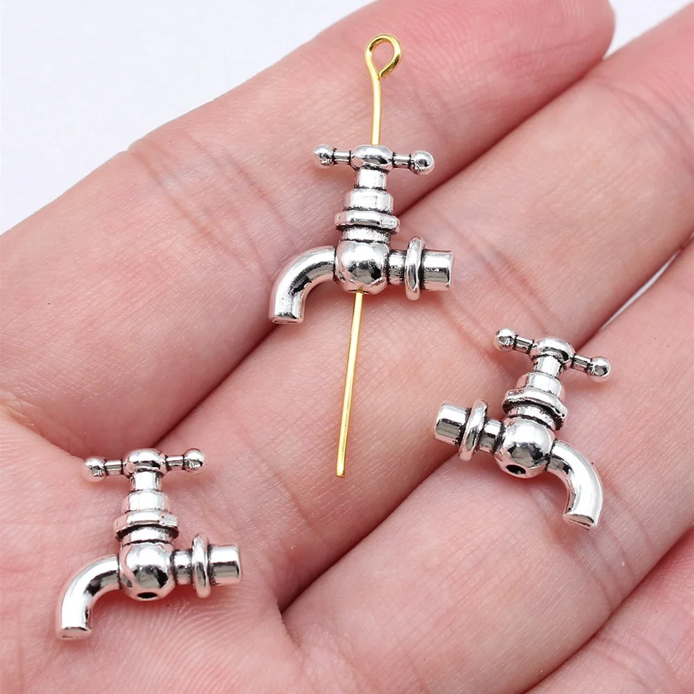 20pcs/lot 14x15x5mm Faucet small hole beads For Jewelry Making Antique Silver Color 0.55x0.59x0.2inch