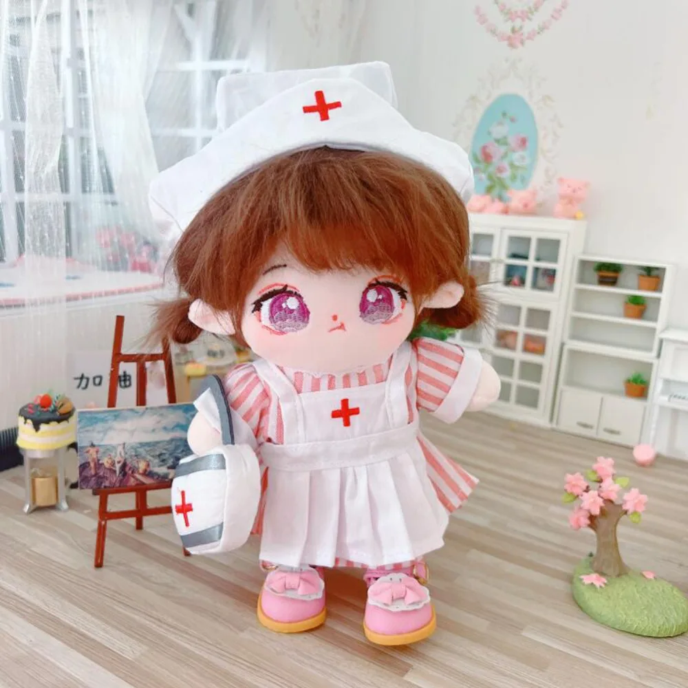 Nurse Dress Set 20CM Cotton Doll Clothes Princess Shoes Outfit Stuffed Doll Plush Suit Replacement Mini Plush Toys Clothes