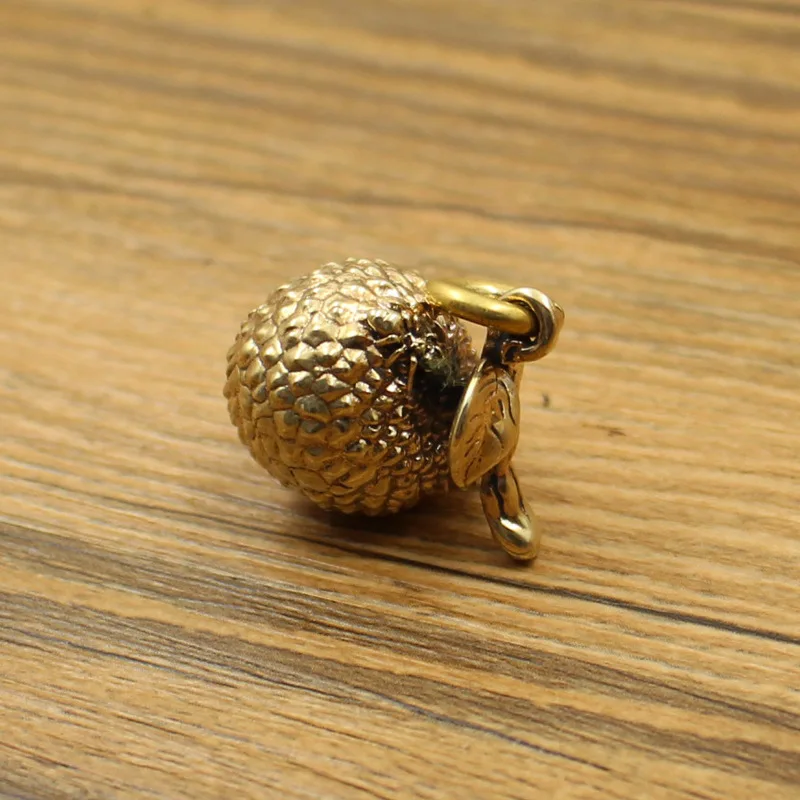 New Brass Fruit Lychee Car Keychain Pendant Lovely Mini Litchi  Metal Figurine Kawaii Decor Accessoires Miniatures