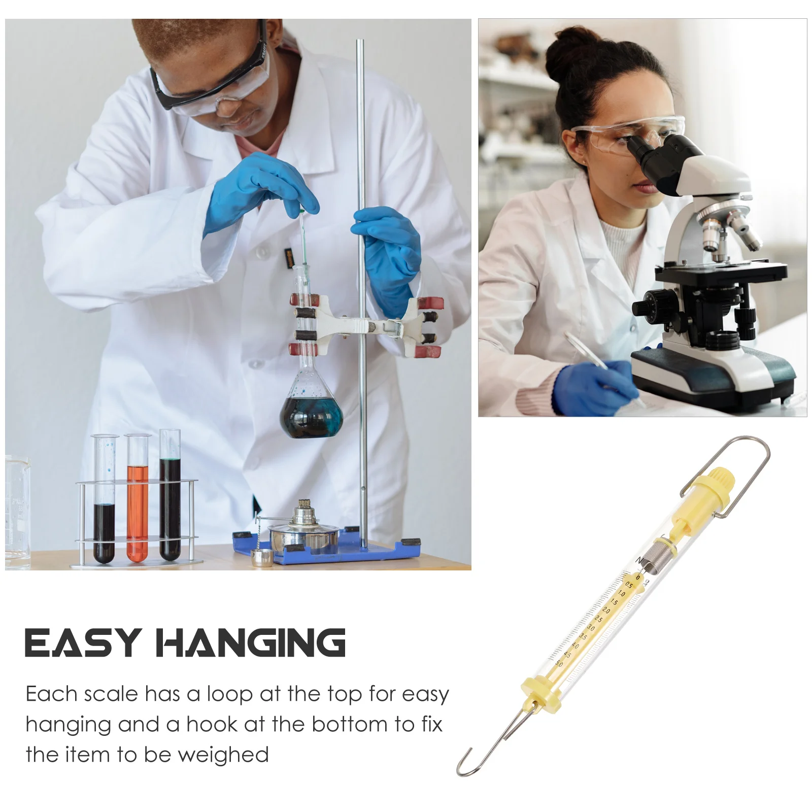 

2pcs Hanging Tube Spring Scale Dual Scale High Precision Mechanical for Physics Experiment Transparent Cylinder