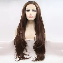 Mix Brown Wavy Wigs Syntetyczna koronka przodu Peruka Długa czekoladowa jasnobrązowa koronkowa peruka przód Peruka bezklejowa Peruka z włókna termoodpornego