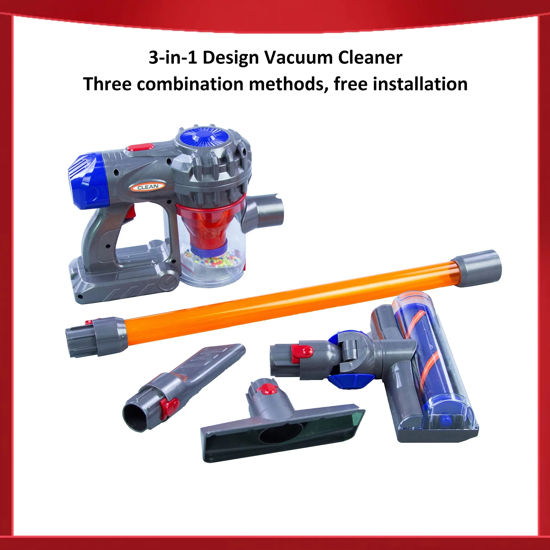 Kids Vacuum Cleaner Set  Toy Vacuum 3 In-1 That Really Works Cordless Vacuum Interactive Toy