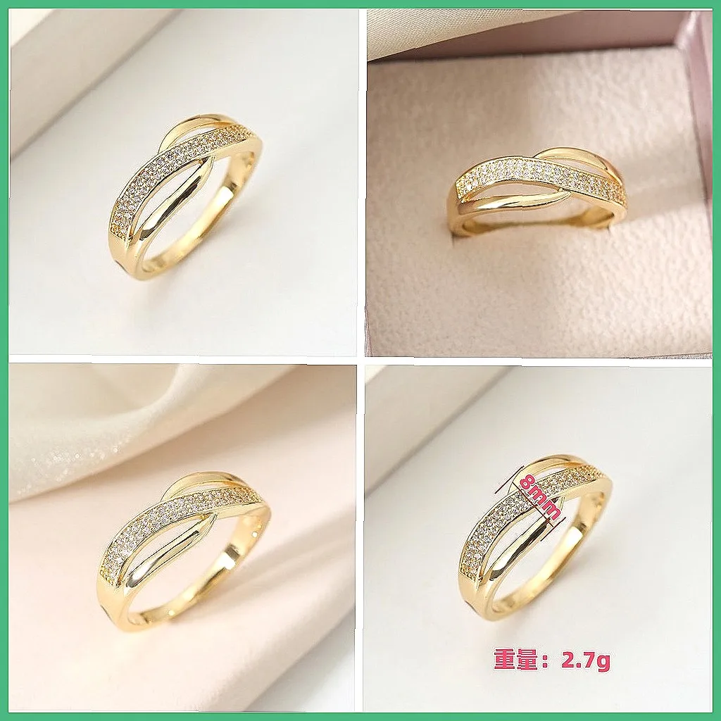 Cross Finger Ring Set with Full Crystals, Fashionable Minimalist Stackable Rings for Women, Elegant Jewelry Gift