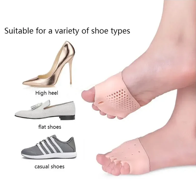 다섯 구멍 벌집형 중족골 패드 발가락 분리기 발가락 스페이서 통기성 부드러운 실리콘 젤 발 패드 앞발 패드 발 물집 방지