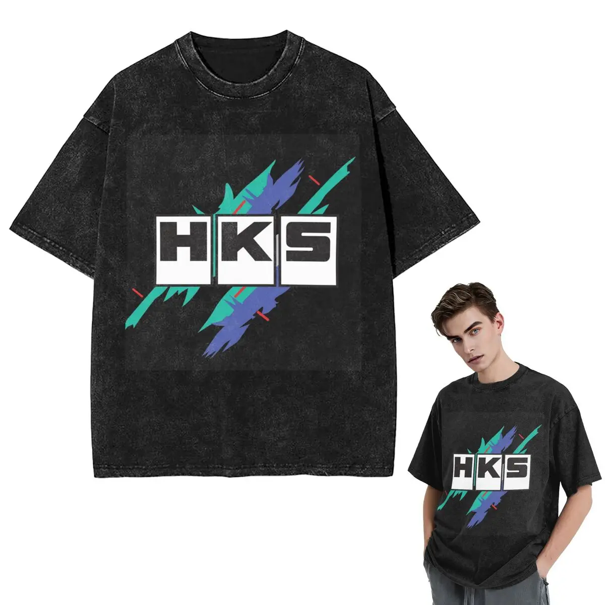 

Уличная одежда, футболки Hks, винтажная потертая футболка с коротким рукавом, футболка в стиле хип-хоп, топы, футболки для мужчин и женщин