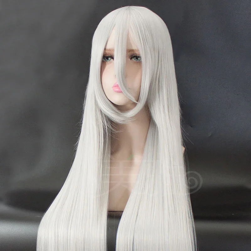 Game NieR Automata YoRHa Type A No.2 A2 Cosplay Wigs Silver White Long straight Heat Resistant Synthetic Hair Wigs Wig Cap