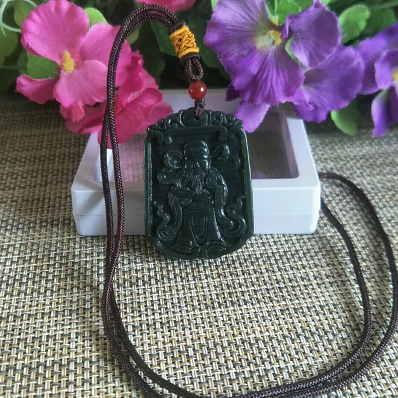 Natural Hetian Jade Hand Carving Mammon Jade Pendant Jewelery Lucky Exorcise Evil Spirits Auspicious Amulet Fine Jewelery