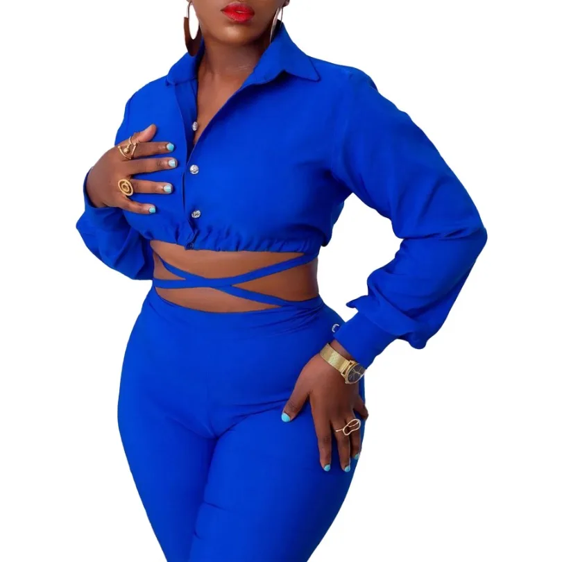 Africa Clothing 2 Piece Plus Size African Clothes for Women 2024 Summer Elegant Outfits Crop Tops Flared Trousers Matching Sets